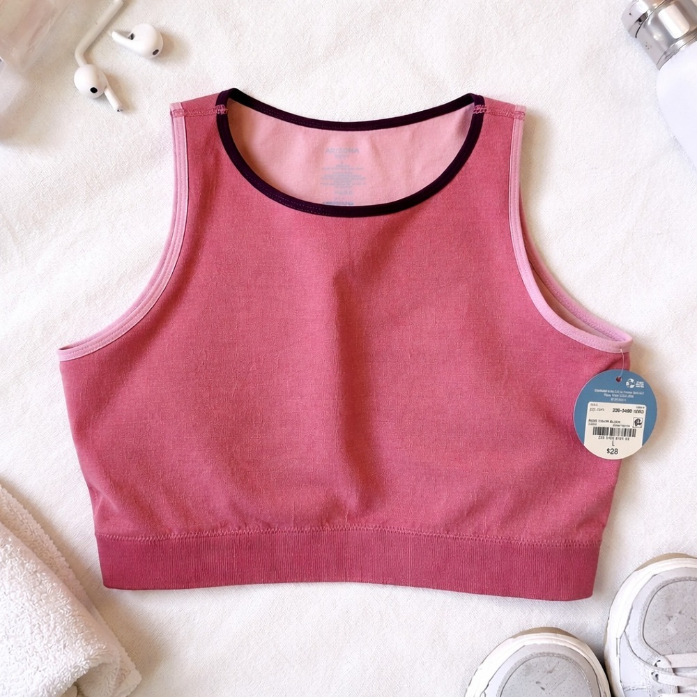 Arizona Body Rose Color Block Sports Bra Seamless Stretch Activewear L